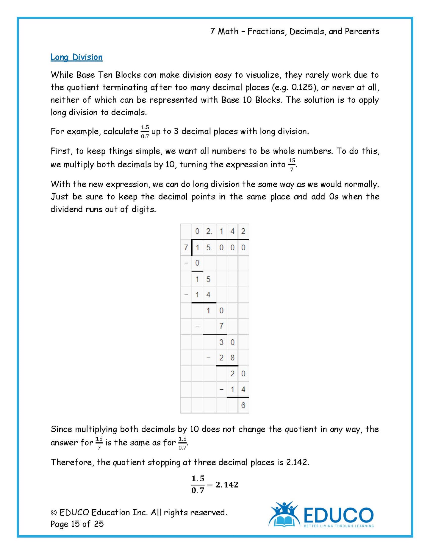 Unit 3: Fractions, Decimals, and Percents - Grade 7 Math (Digital Download)