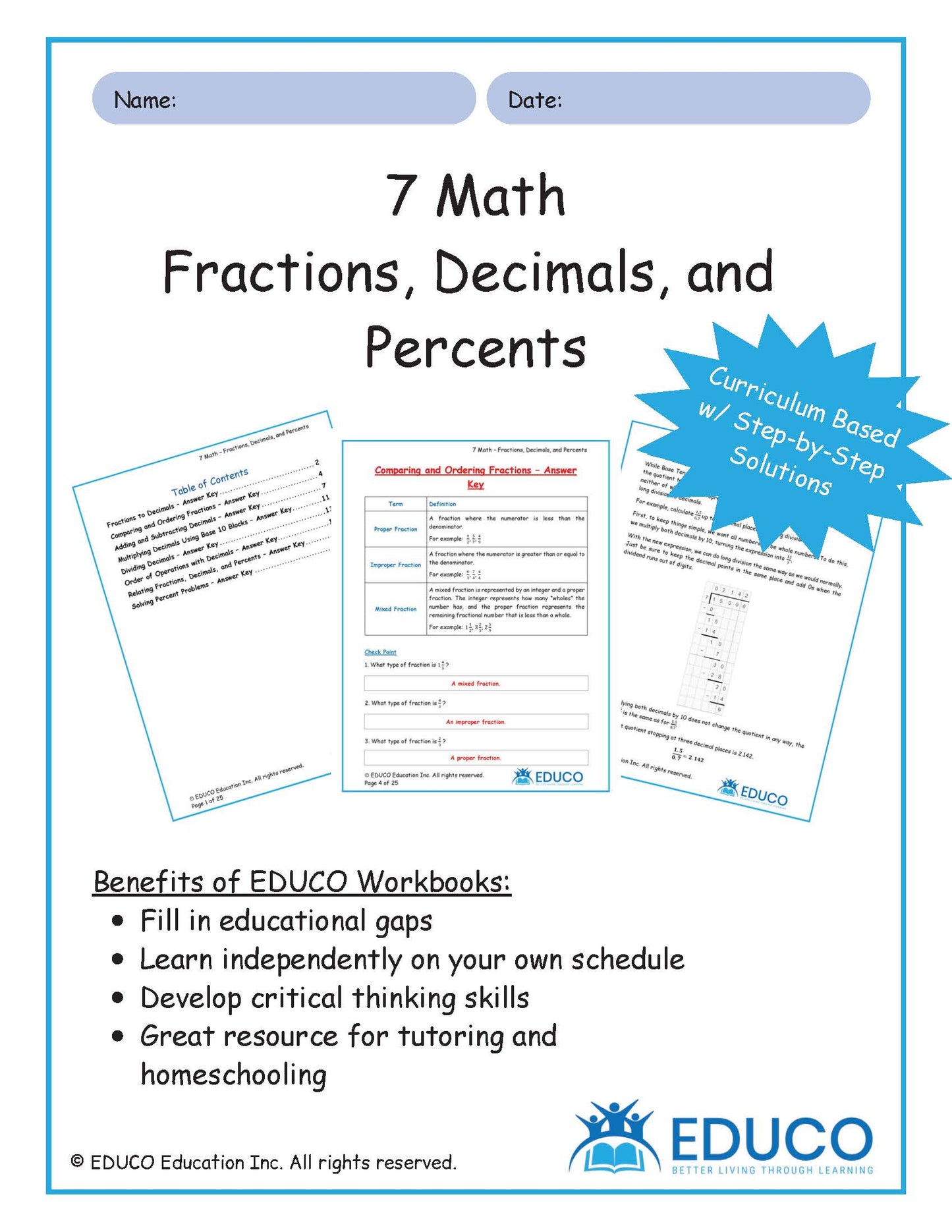 Unit 3: Fractions, Decimals, and Percents - Grade 7 Math (Digital Download)