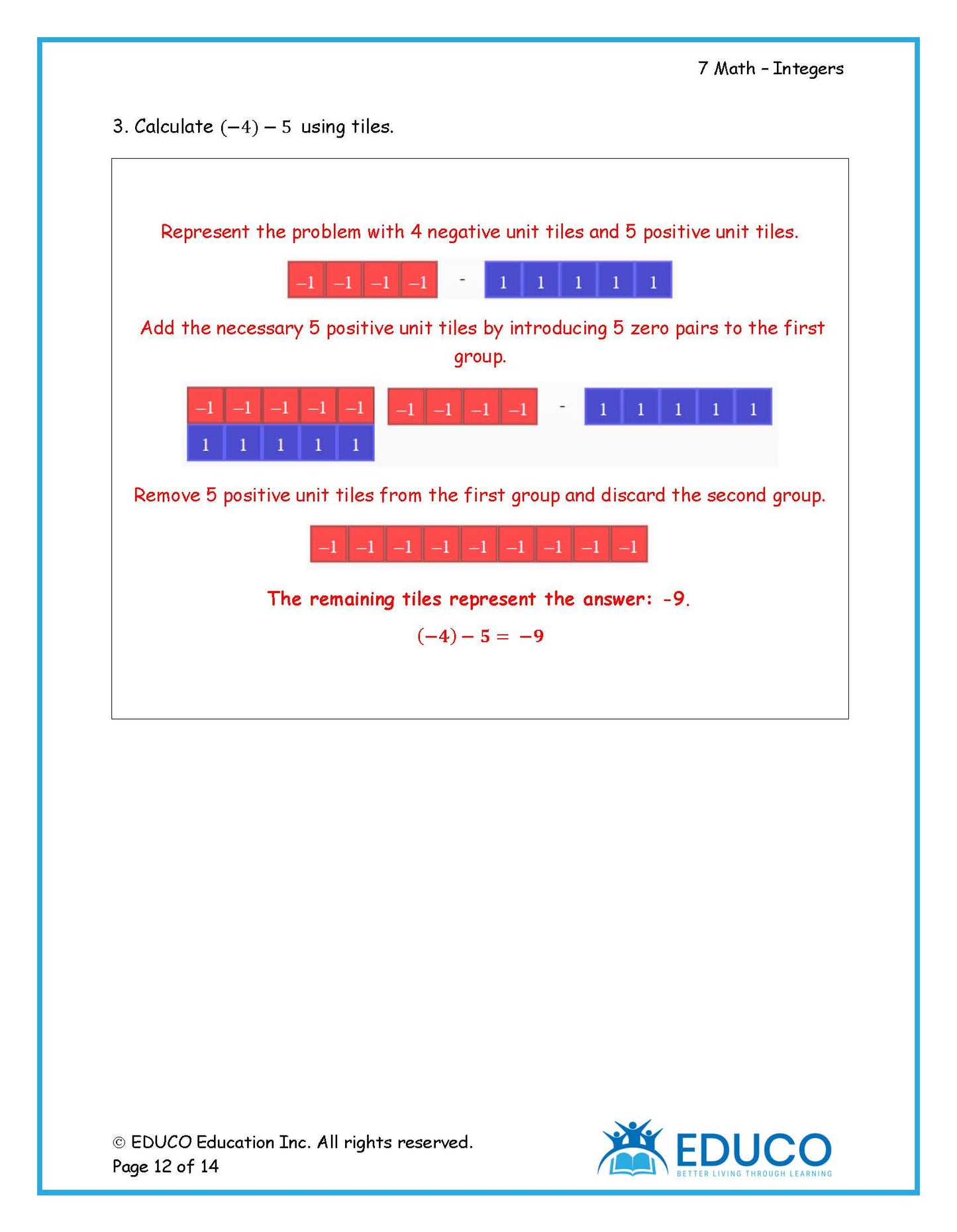 Unit 2: Integers - Grade 7 Math (Digital Download)