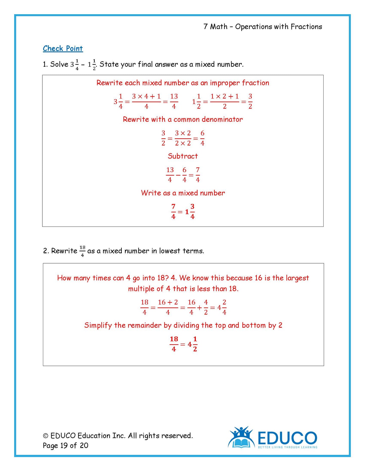 Unit 5: Operations with Fractions - Grade 7 Math (Digital Download)