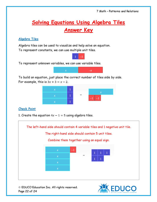 Unit 1: Patterns and Relations - Grade 7 Math (Digital Download ...