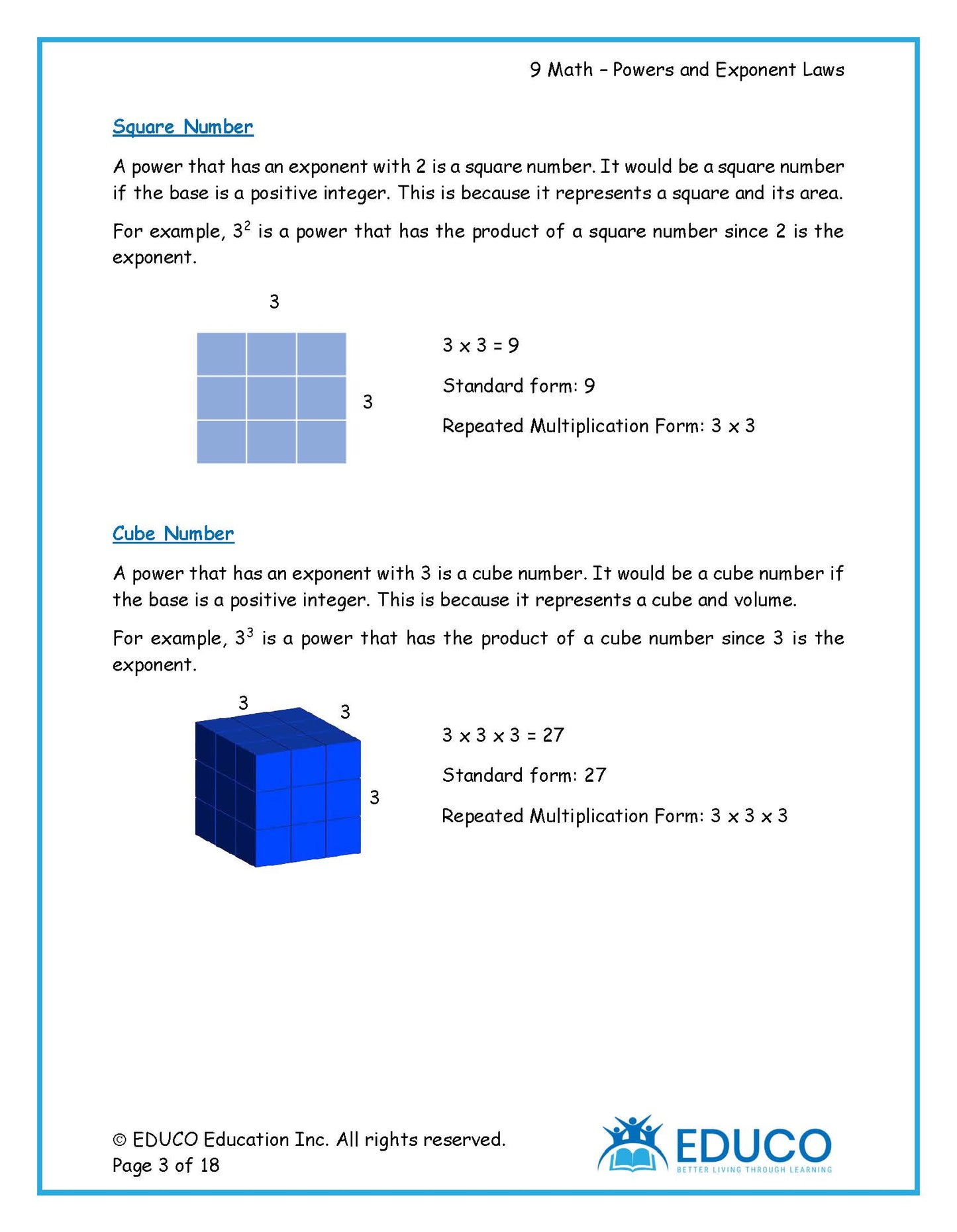 Unit 2: Powers and Exponent Laws - Grade 9 Math (Digital Download)