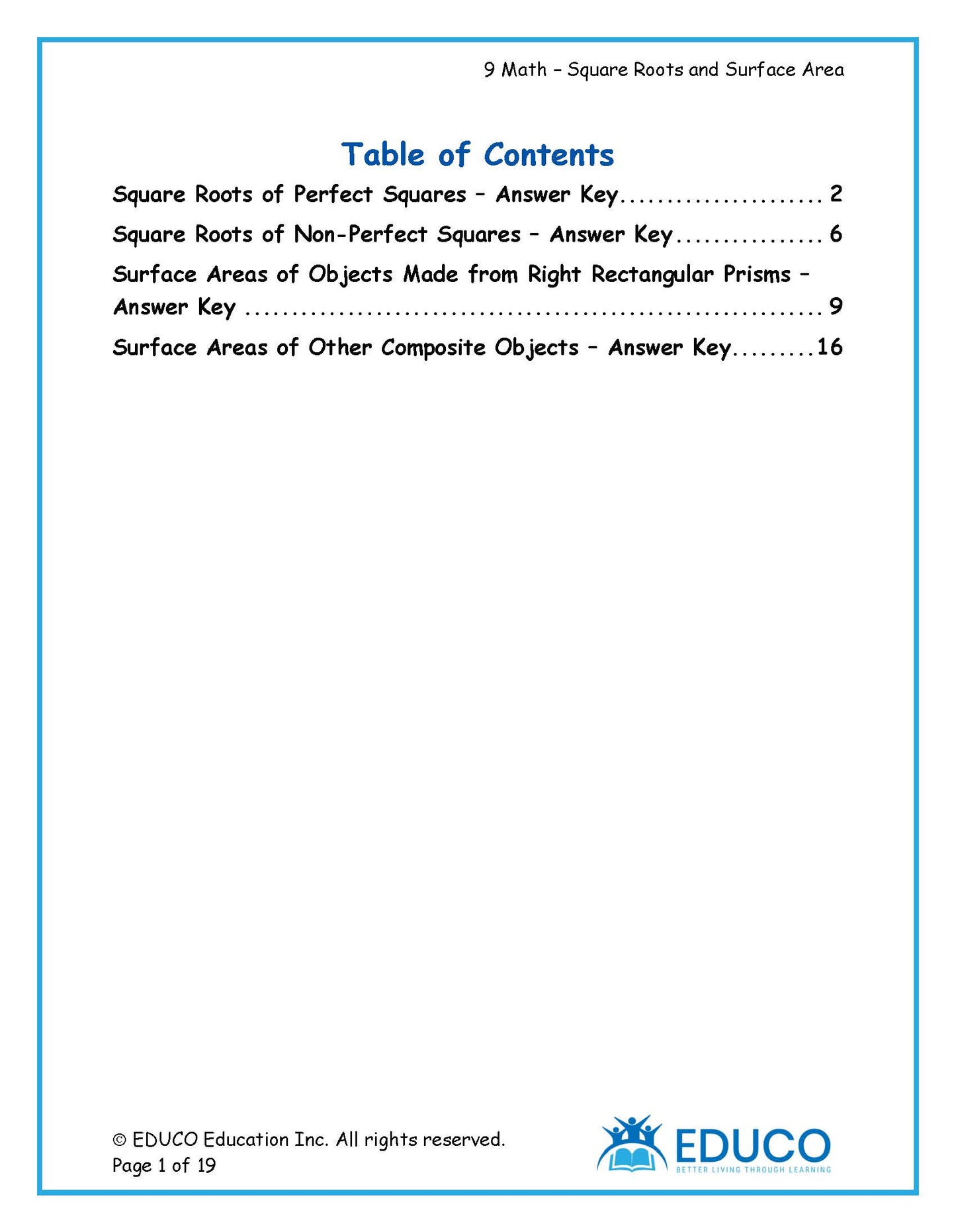 Unit 1: Square Roots and Surface Area - Grade 9 Math (Digital Download)