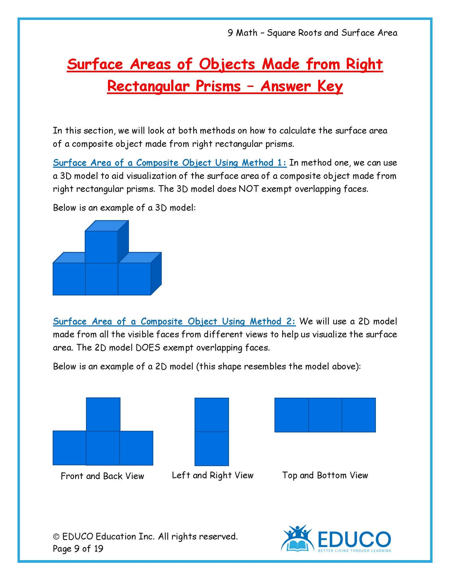 Unit 1: Square Roots and Surface Area - Grade 9 Math (Digital Download)