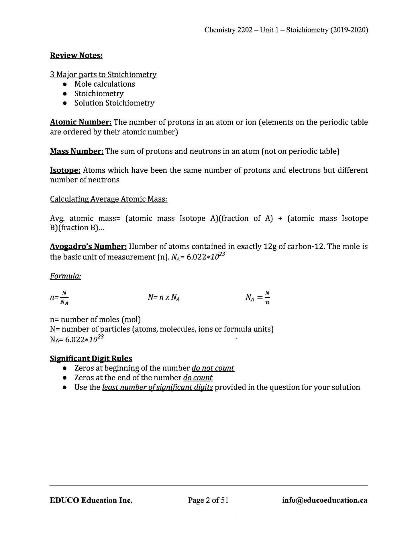 Chemistry 2202 (Physical Workbook)
