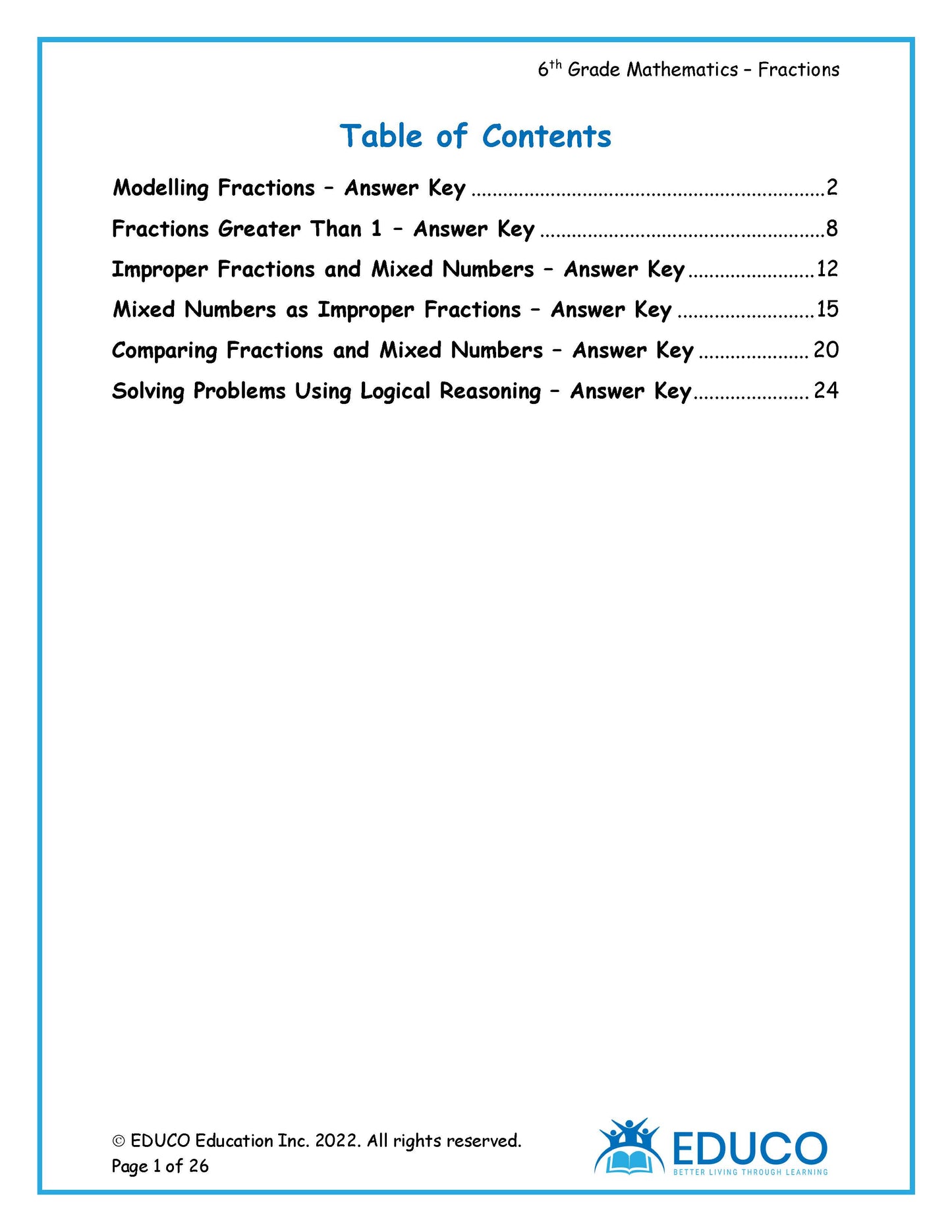 Unit 7: Fractions - Grade 6 Math (Digital Download)