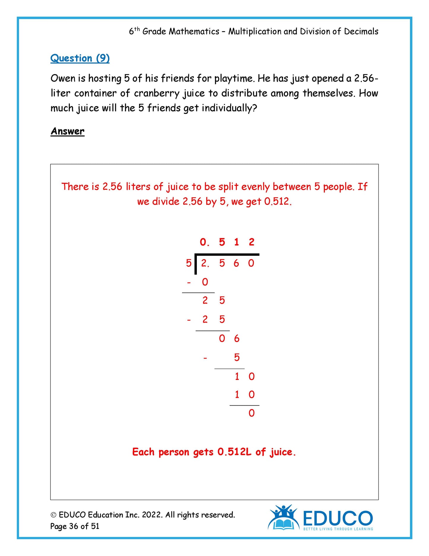 Unit 8: Multiplication and Division of Decimals - Grade 6 Math (Digital Download)