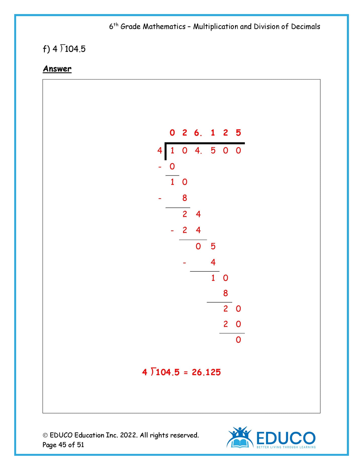 Unit 8: Multiplication and Division of Decimals - Grade 6 Math (Digital Download)