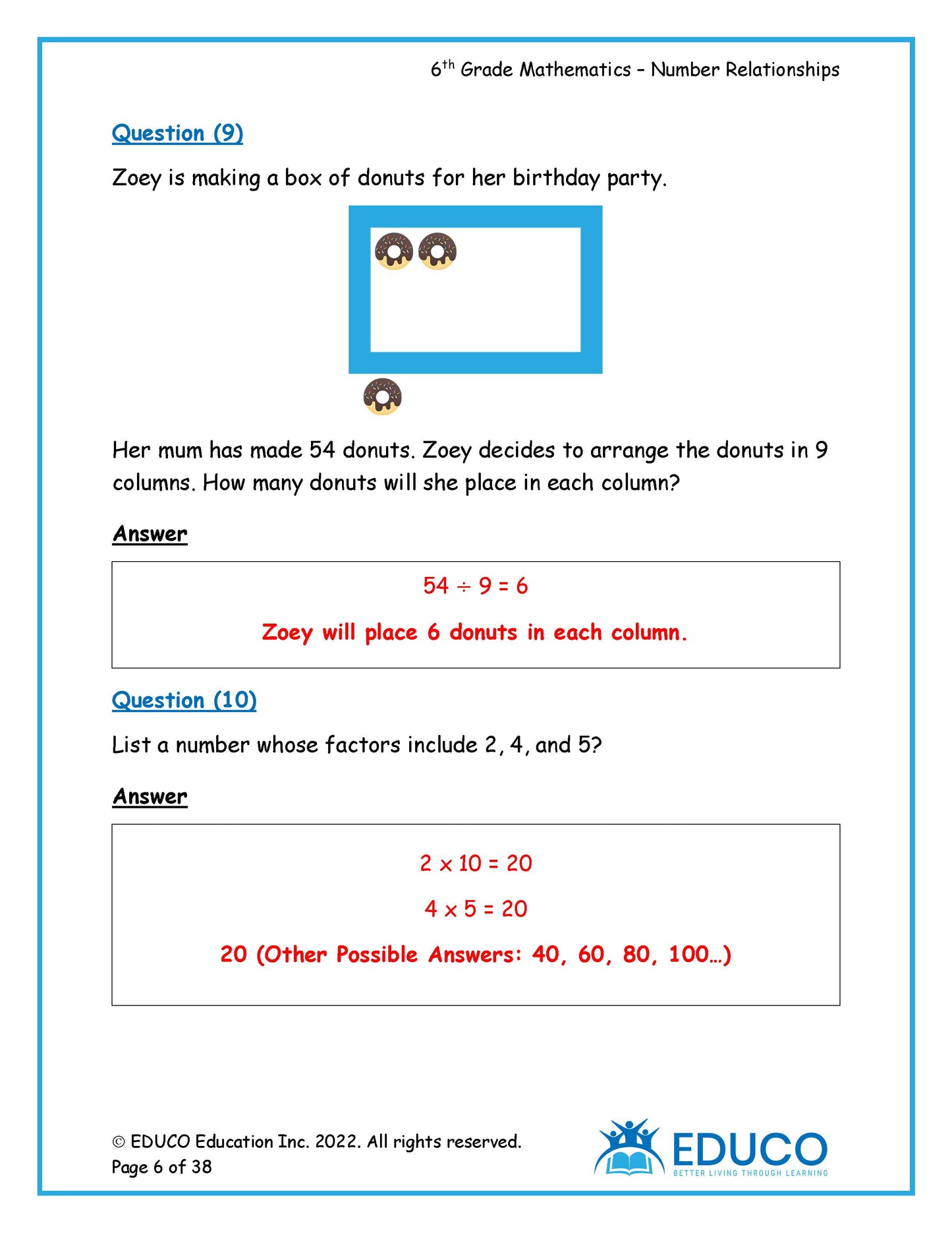 Unit 2: Number Relationships - Grade 6 Math (Digital Download)