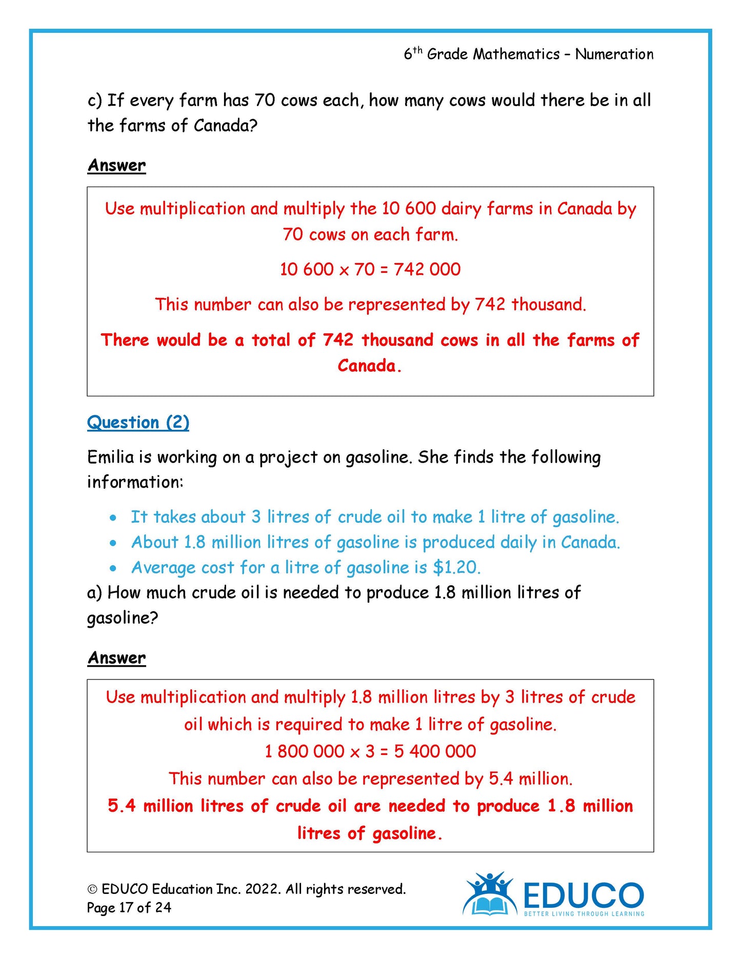 Unit 1: Numeration - Grade 6 Math (Digital Download)