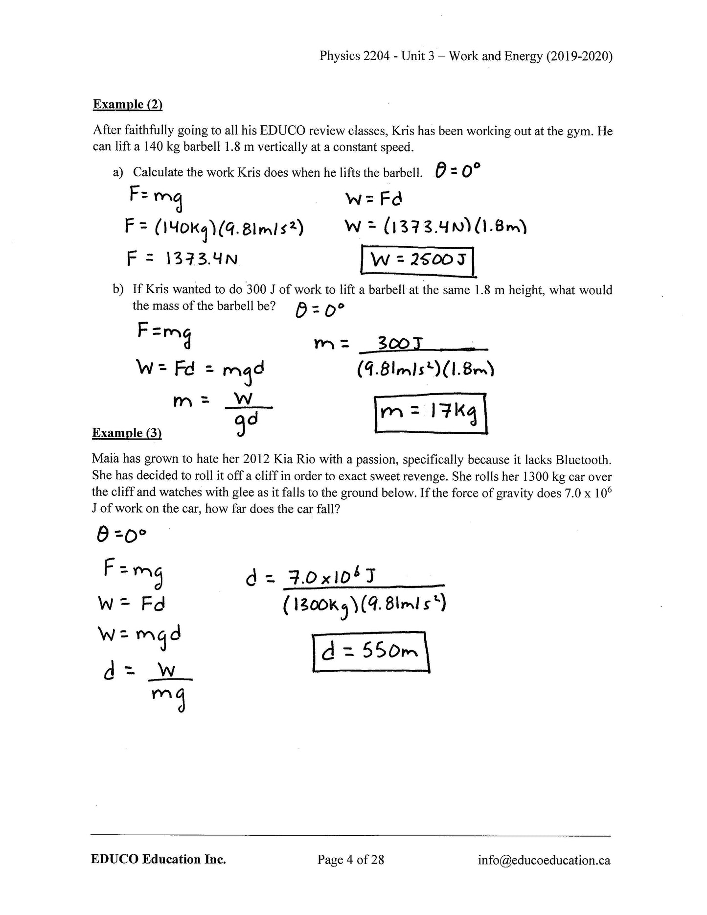 Physics 2204 (Physical Workbook)