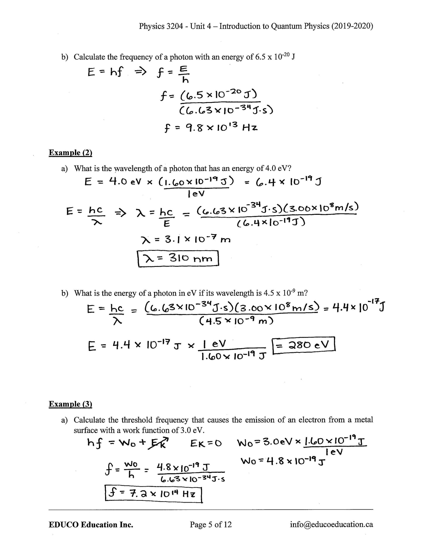 Physics 3204 (Physical Workbook)