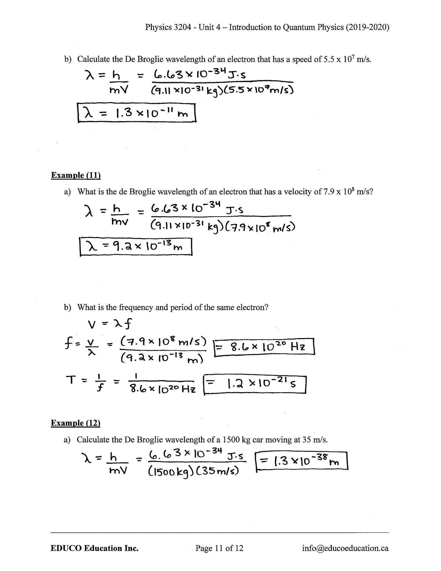 Physics 3204 (Physical Workbook)