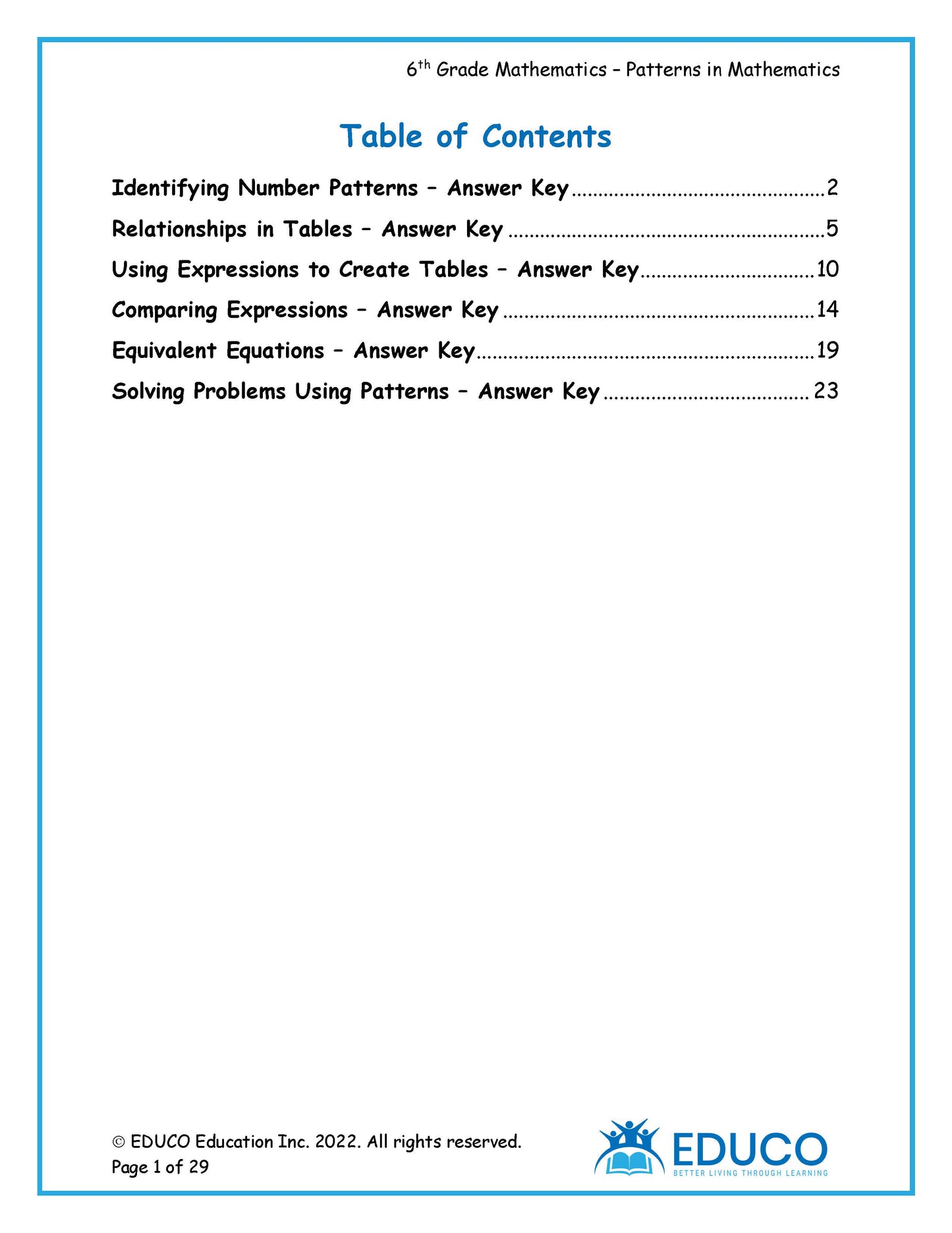 Unit 3: Patterns in Mathematics - Grade 6 Math (Digital Download)