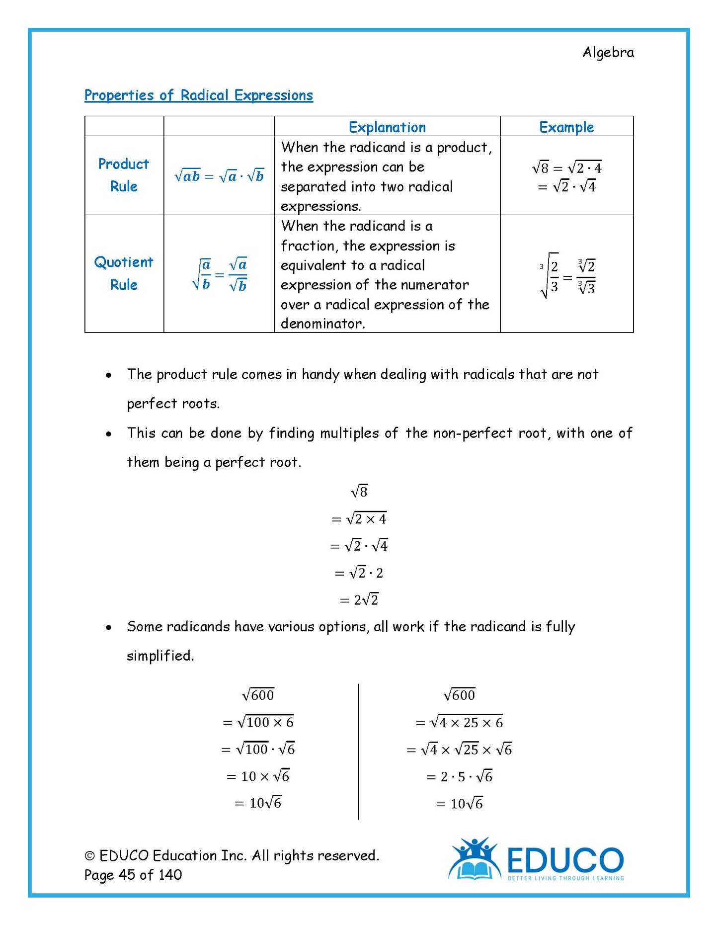 Algebra Workbook and Answer Key - (Physical Workbook + Physical Answer Key)