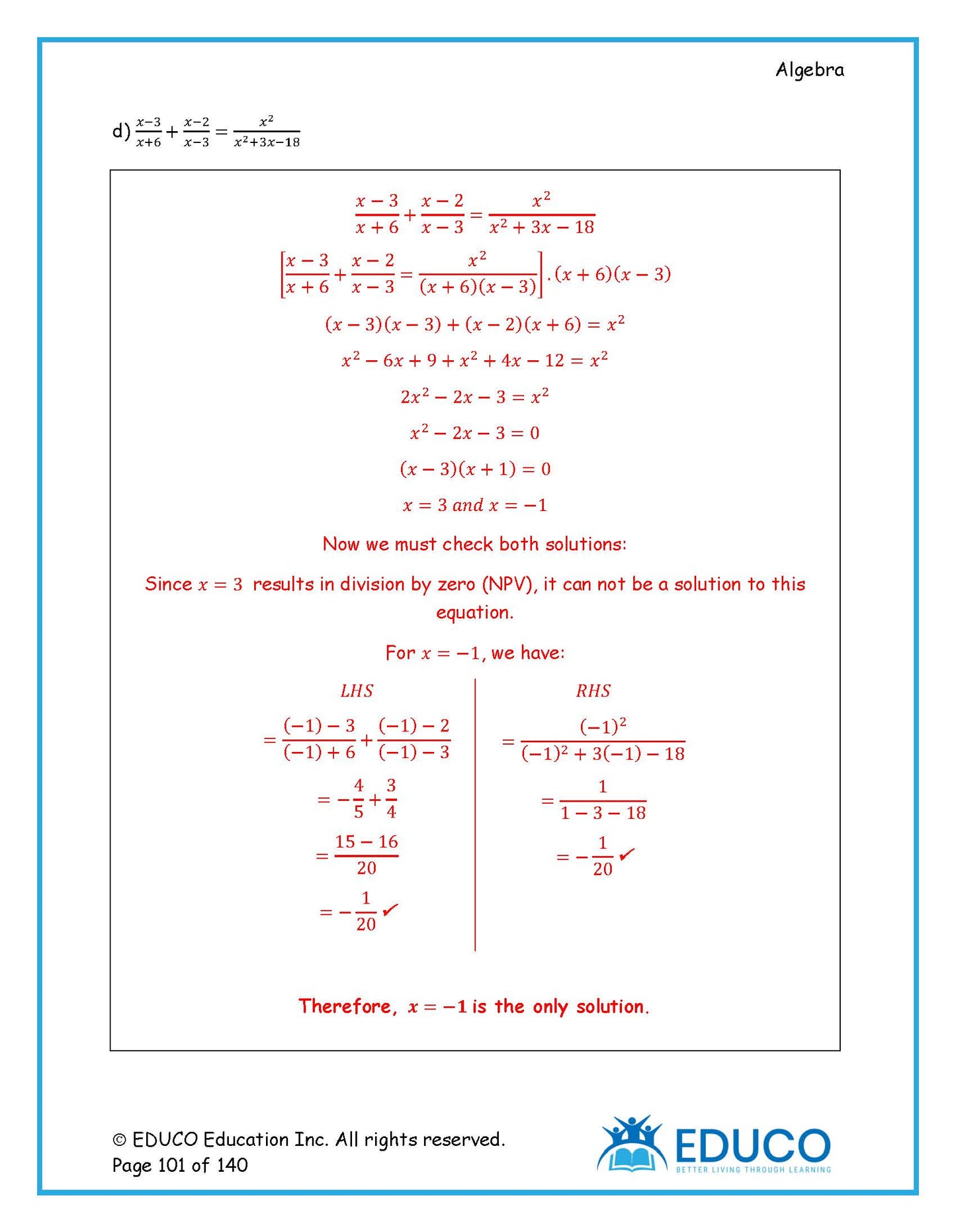 Algebra Workbook and Answer Key - (Physical Workbook + Physical Answer Key)