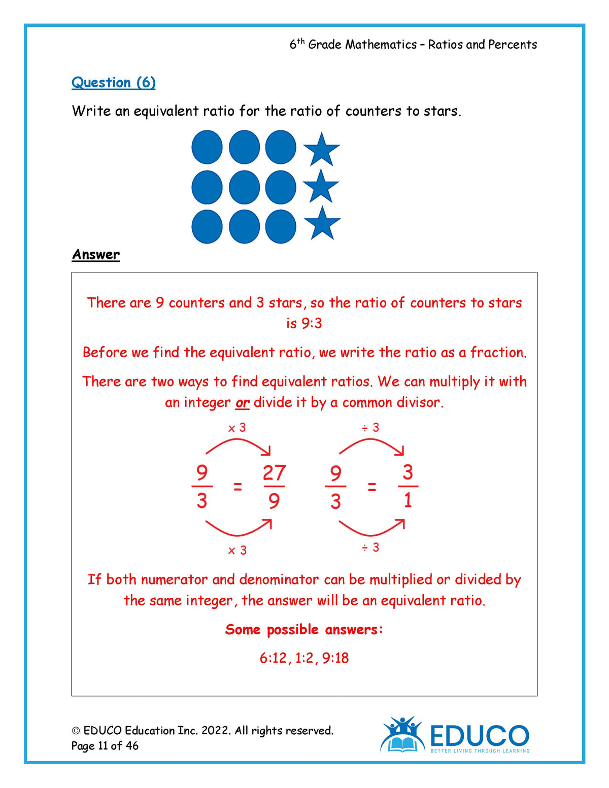 67 Grade Math Raito Problems Grade 6 Ratios